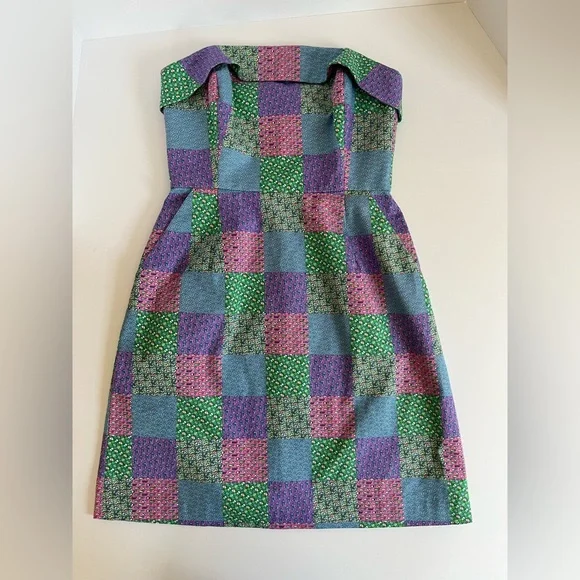 VINEYARD VINES Strapless Patchwork Mini Dress in Pastel Multi - Picture 11 of 12